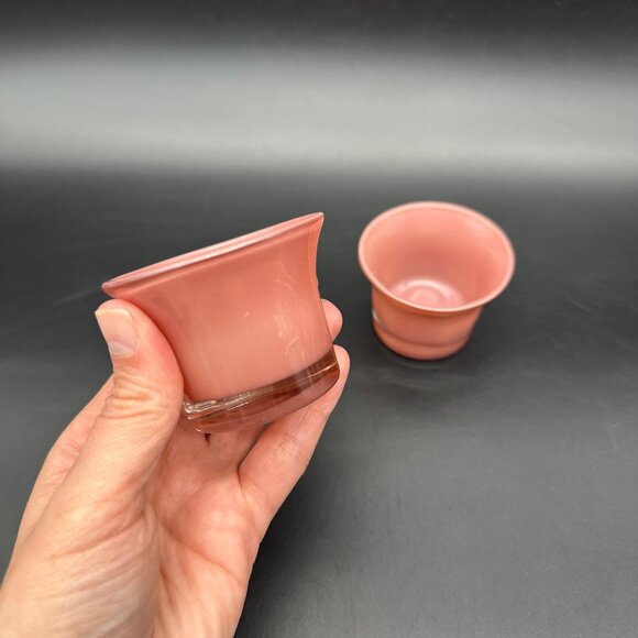 Vintage Tea Light Candle Holders Mauve Pink Glass 1980s Set of 2 Kmart Cottage - Picture 7 of 9